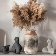 Rustic Ceramic Flower Vase Farmhouse Pottery Clay Whitewashed Terracotta Floor Vases for Decorative Centerpiece Minimalism Home Decor Aesthetic Living Room Bedroom Table Mantel - thumbnail 3