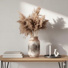 Rustic Ceramic Flower Vase Farmhouse Pottery Clay Whitewashed Terracotta Floor Vases for Decorative Centerpiece Minimalism Home Decor Aesthetic Living Room Bedroom Table Mantel - thumbnail 4