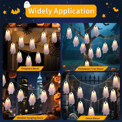 Ghost Halloween Lights, 8 Modes Waterproof String Garland, Indoor Outdoor Decorations for Party, Haunted House, Fireplace, Porch - thumbnail 6