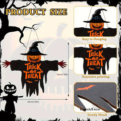 1pcs 2D Halloween Trick-or-Treat Wooden Sign Monster Face Pumpkin Design Rope Hanger Porch Wall or Halloween Garden Party Decora - thumbnail 4