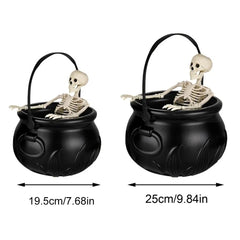 Witch Bowl Spooky Witch Mist Maker Cauldron with Floating Bottle Black Plastic Cauldron & Skeleton Halloween Decor LED Cauldron - thumbnail 6