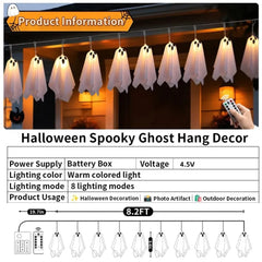 Ghost Halloween Lights, 8 Modes Waterproof String Garland, Indoor Outdoor Decorations for Party, Haunted House, Fireplace, Porch - thumbnail 5