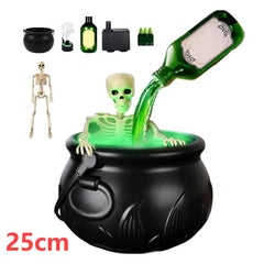 Witch Bowl Spooky Witch Mist Maker Cauldron with Floating Bottle Black Plastic Cauldron & Skeleton Halloween Decor LED Cauldron - thumbnail 8
